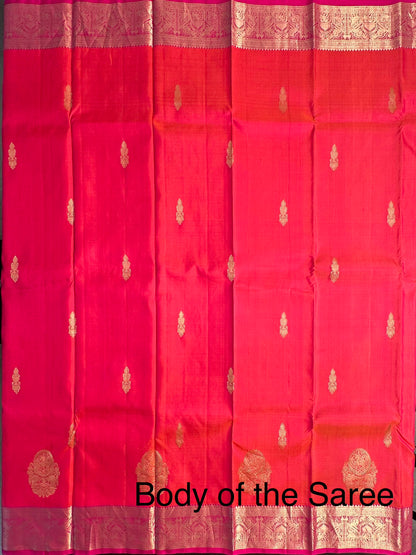 Coral-Rani Handloom Kanjivaram Pure Silk Saree