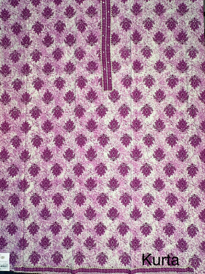 Purple Jaipuri Necktie Cotton 3-Piece Suit
