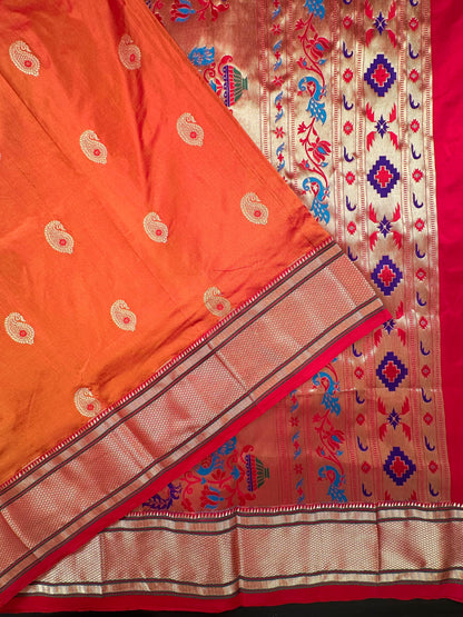 Orange Paithini Silk Saree