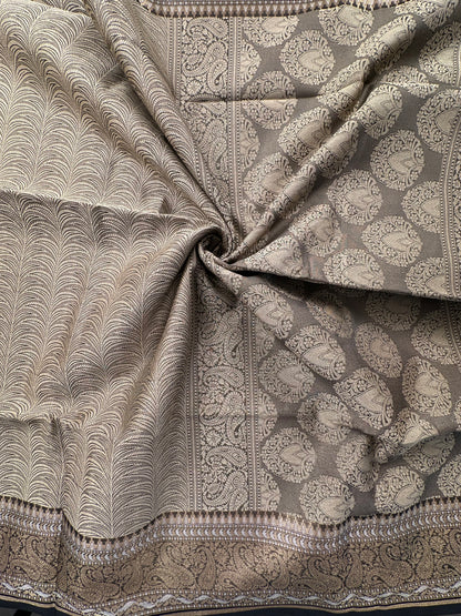 Grey-Black Fancy Tissue Saree