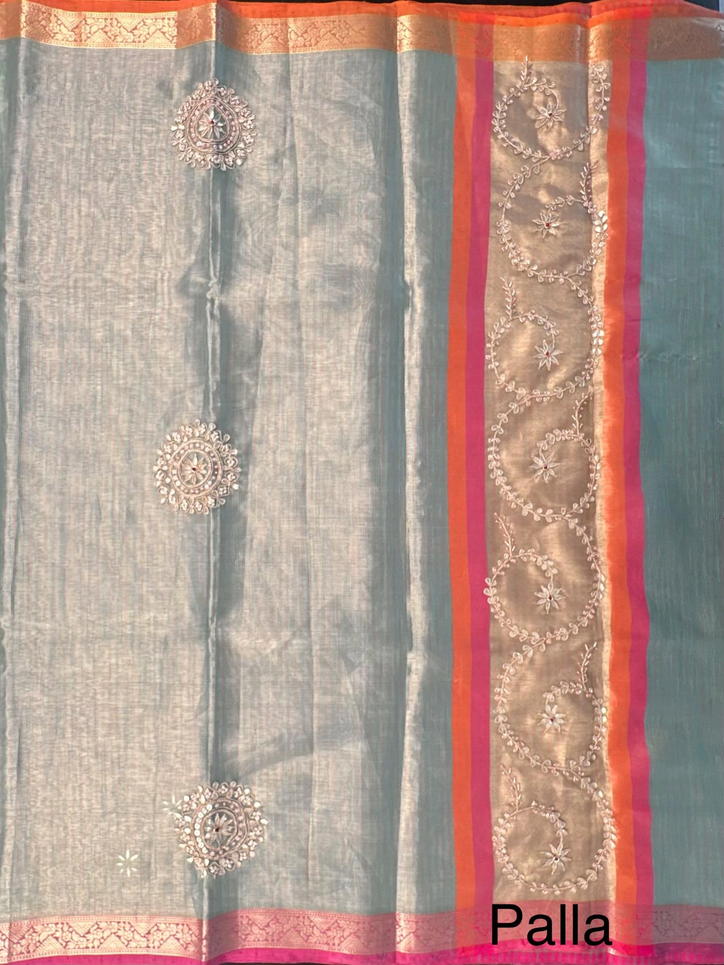 Green HandWork Tissue Saree