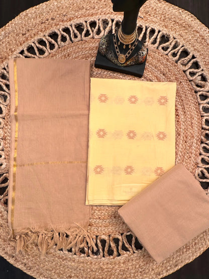 Yellow-Beige South Cotton 3-Piece Suit