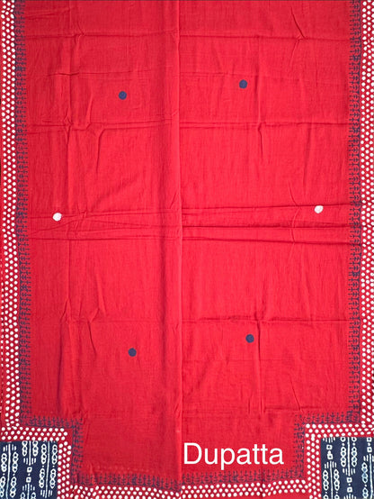 Indigo Blue Jaipuri Cotton 3-Piece Suit