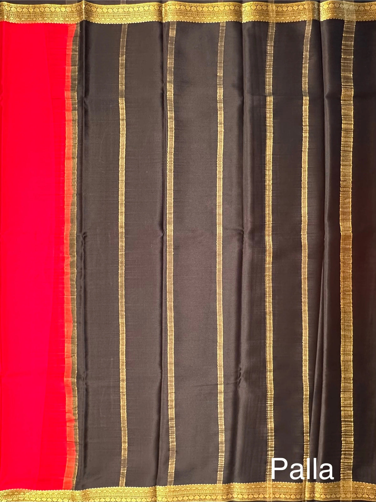 Red-Black Mysore Crepe Saree