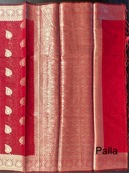Maroon Chanderi Cotton Saree