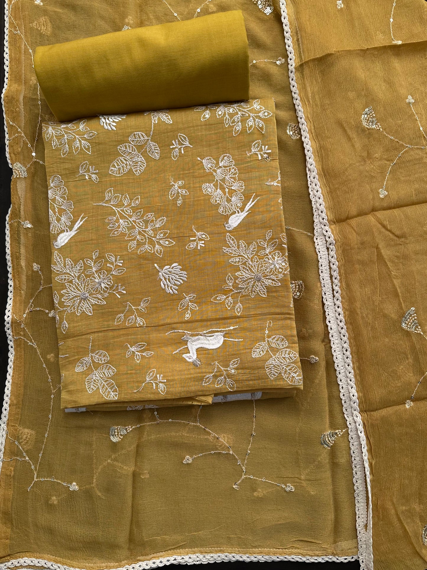 Mehndi Green Pure Cotton 3-Piece Suit