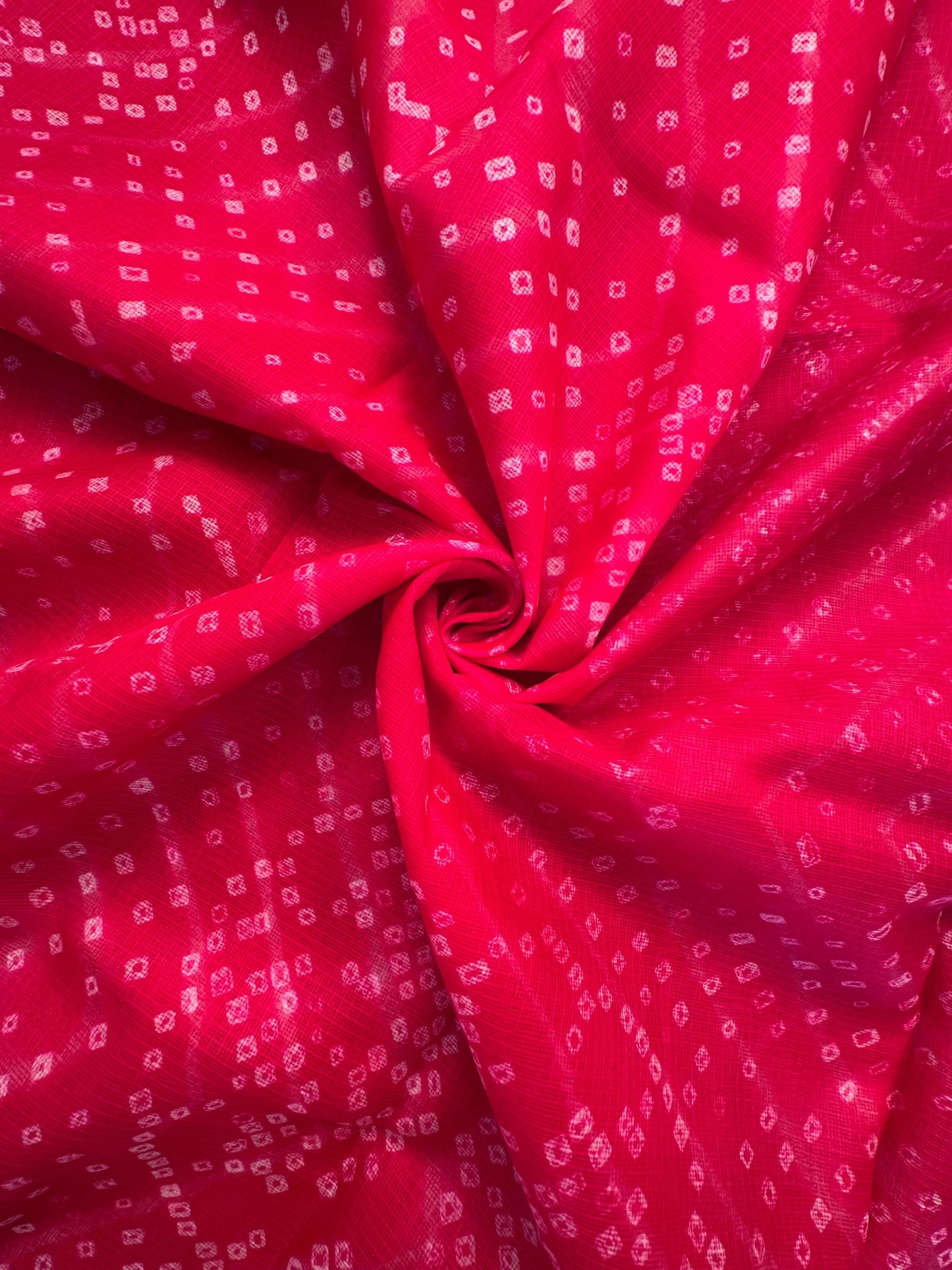 Coral Pink Leheriya Kota Doria Pure Silk Saree