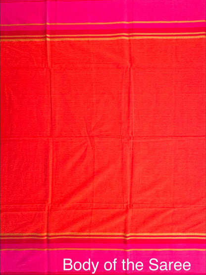Red-Rani Piyali Bengal Cotton Saree