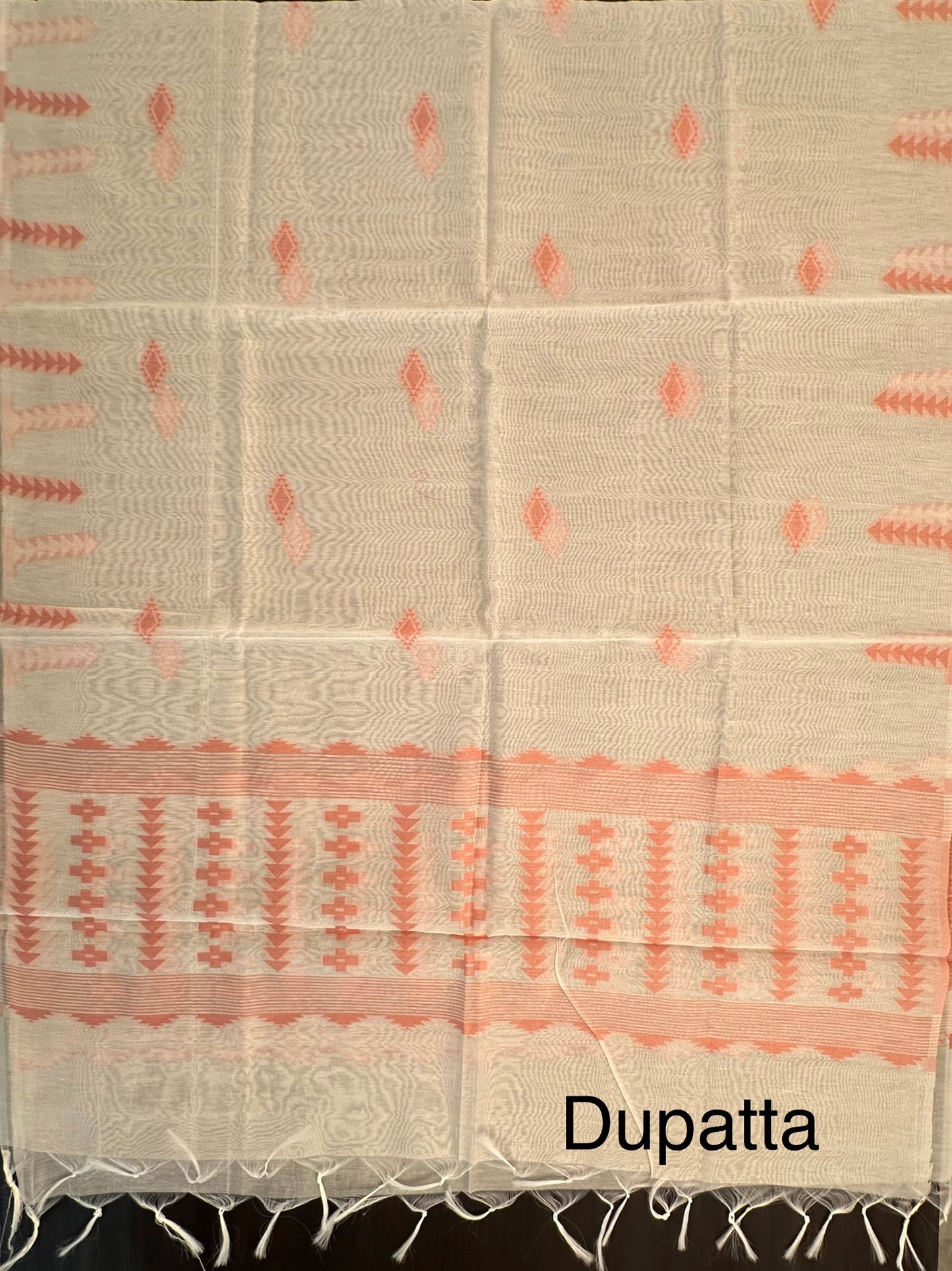 Peach Jacquard Unstitched Cotton Suit