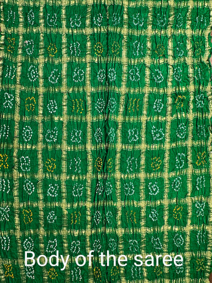 Green Gharchola Bandhej Gajji Silk Saree