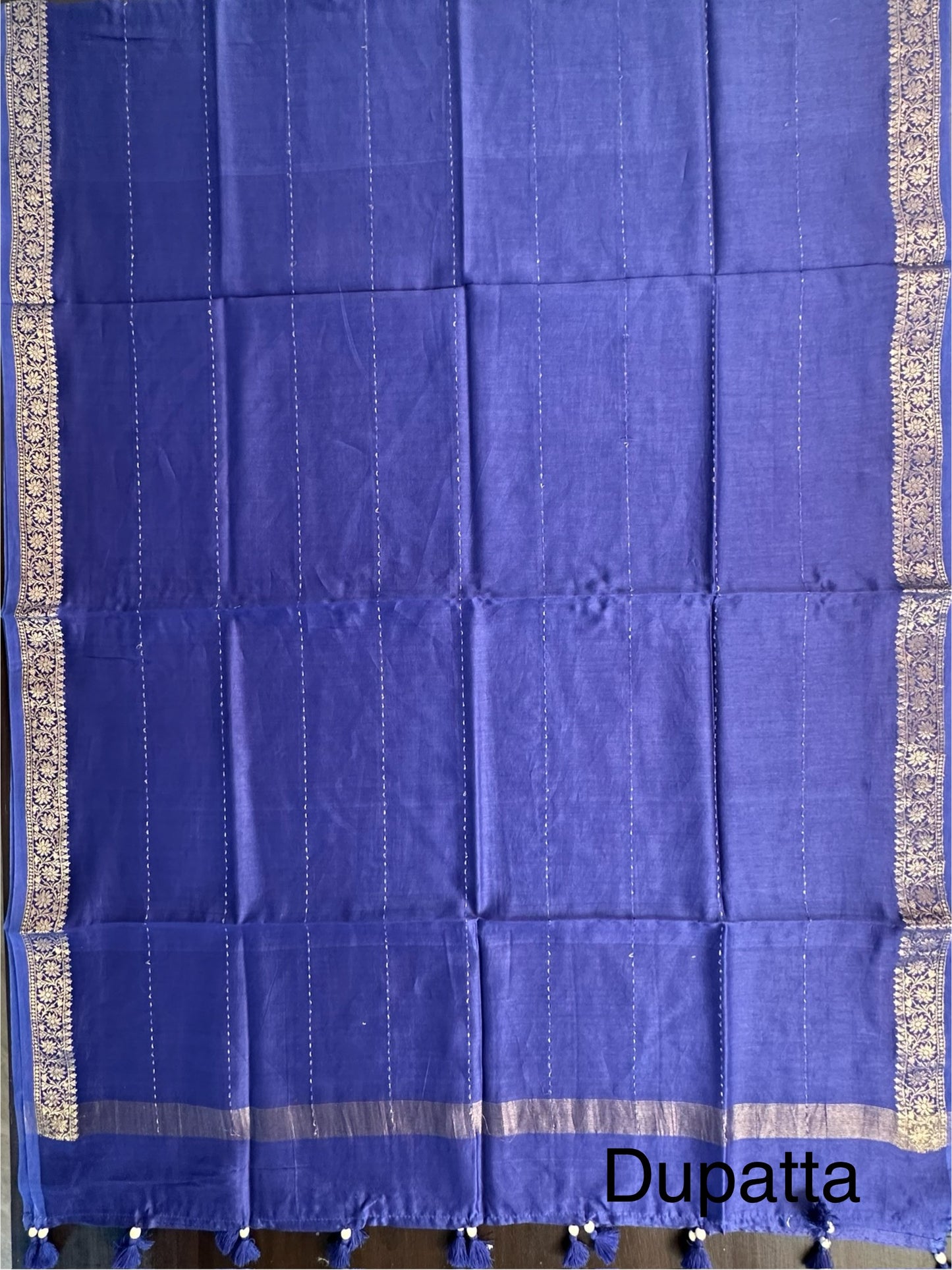 Navy Blue Handloom Chanderi Suit