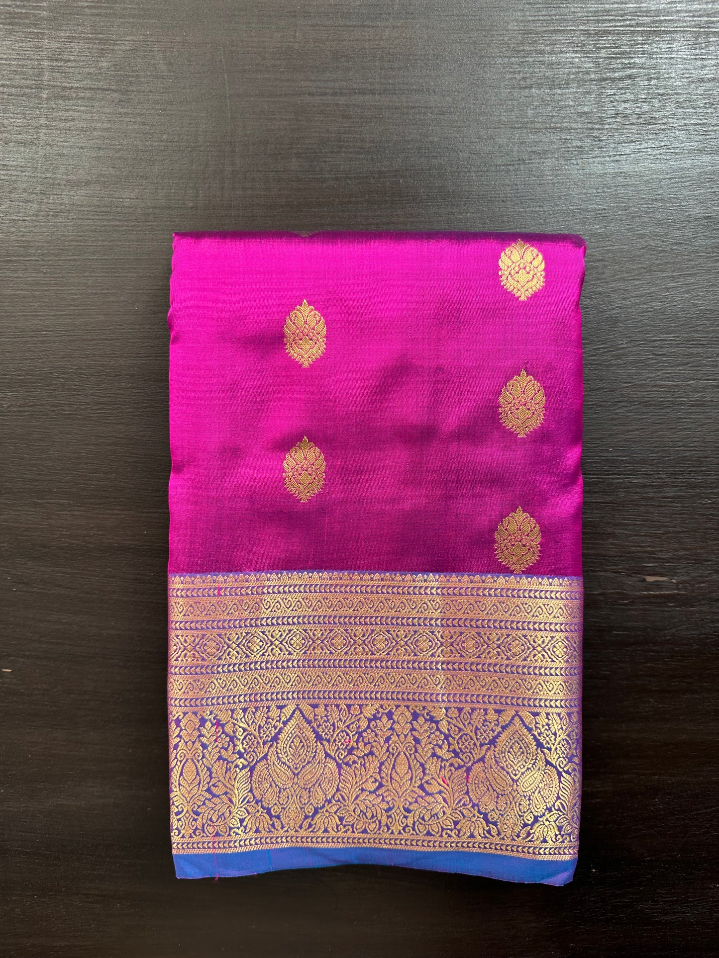 Magenta Pondicherry Handloom Pure Silk Saree