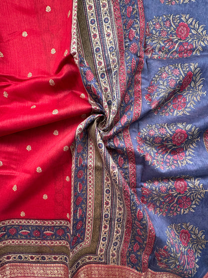 Red Muga Silk Saree