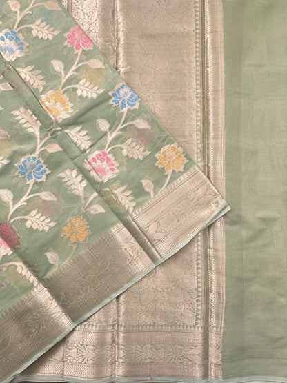 Pista Green Tarini Fancy Chanderi Saree