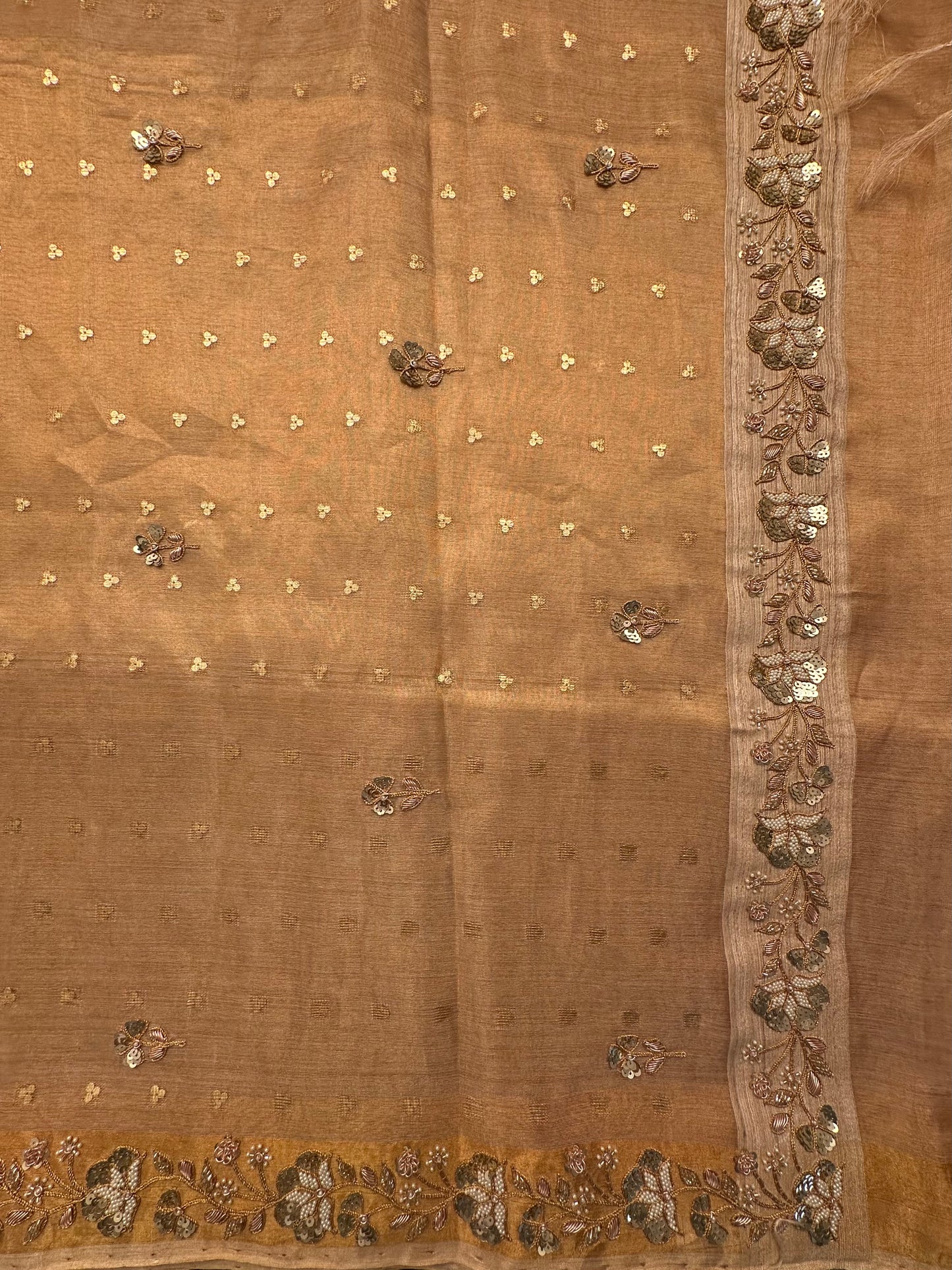 Golden Tissue Silk Saree With Work