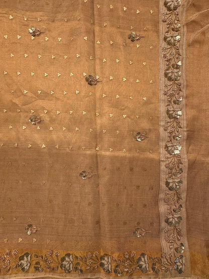 Golden Tissue Silk Saree With Work
