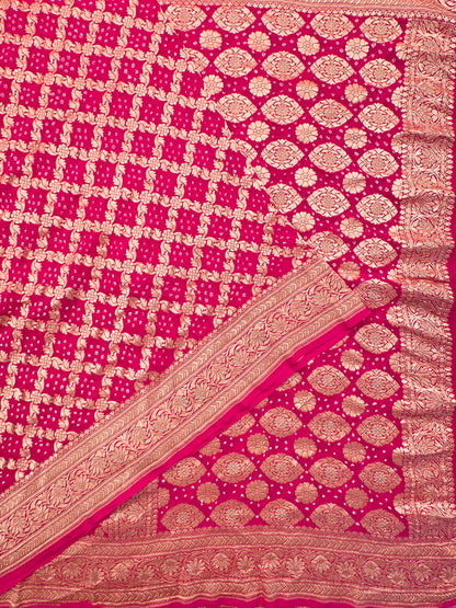 Rani Gharchola Bandhej Pure Georgette Saree