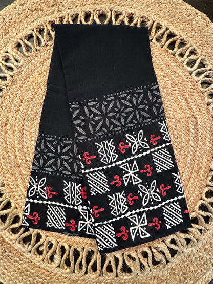 Black Baag Hand Block Print Pure Cotton Saree