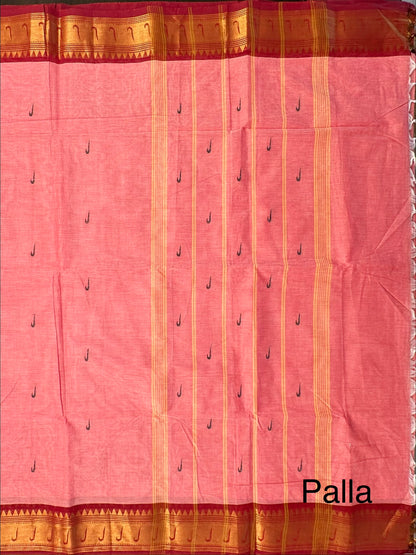 Pink Narayanpet Cotton Saree