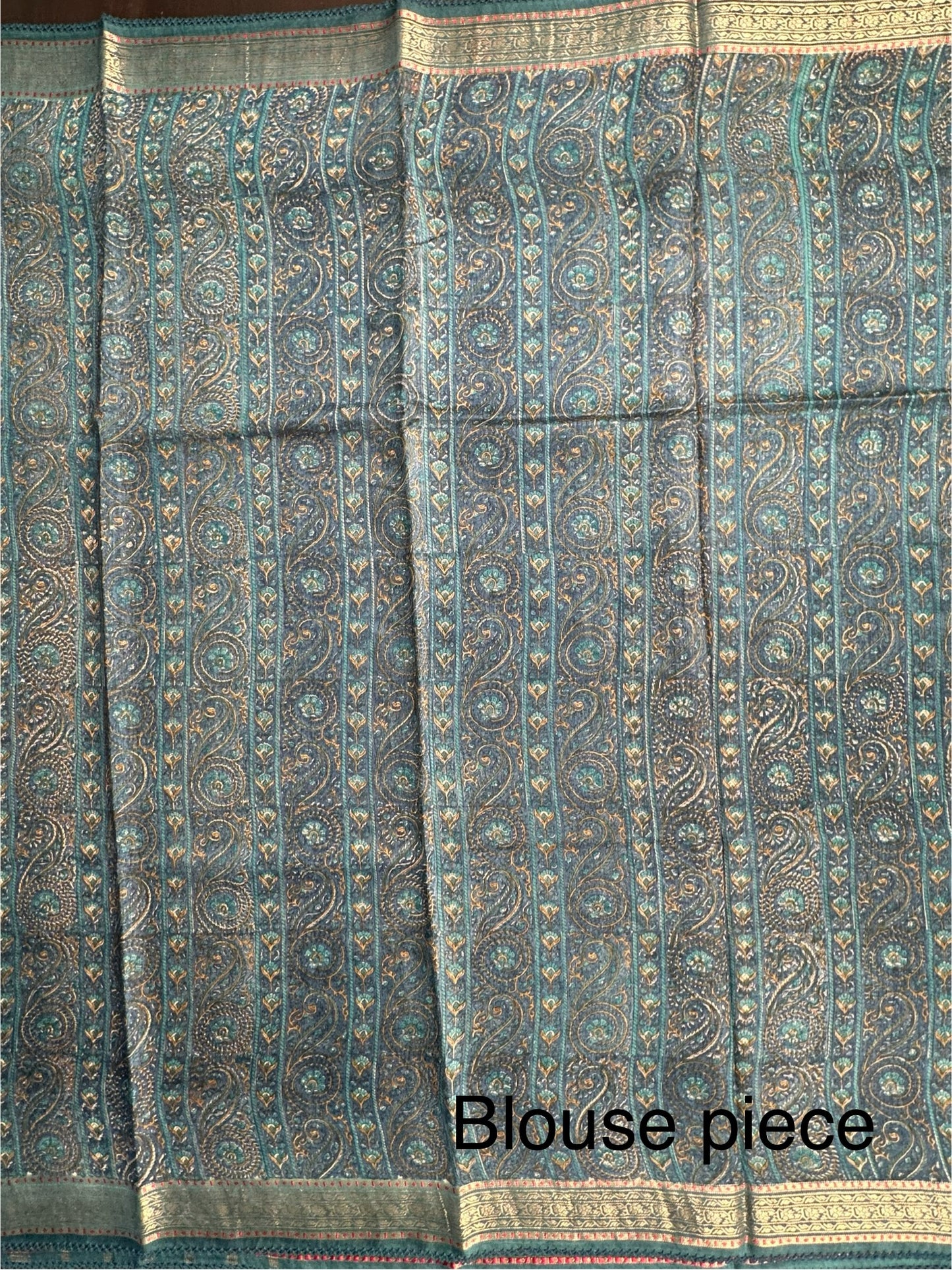 Turquoise Blue Muga Silk Saree