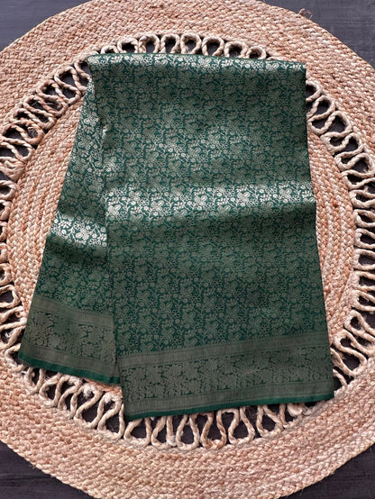 Bottle Green Jamawar Art Silk Saree