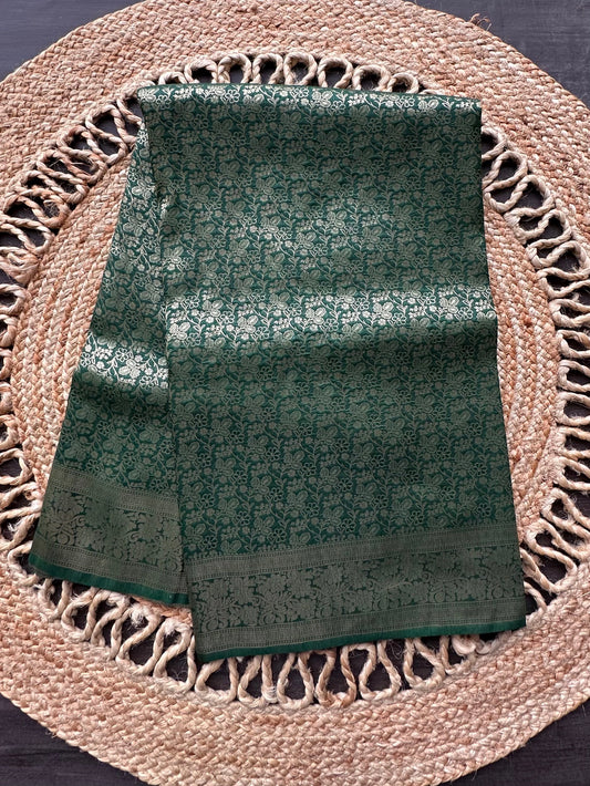 Bottle Green Jamawar Art Silk Saree