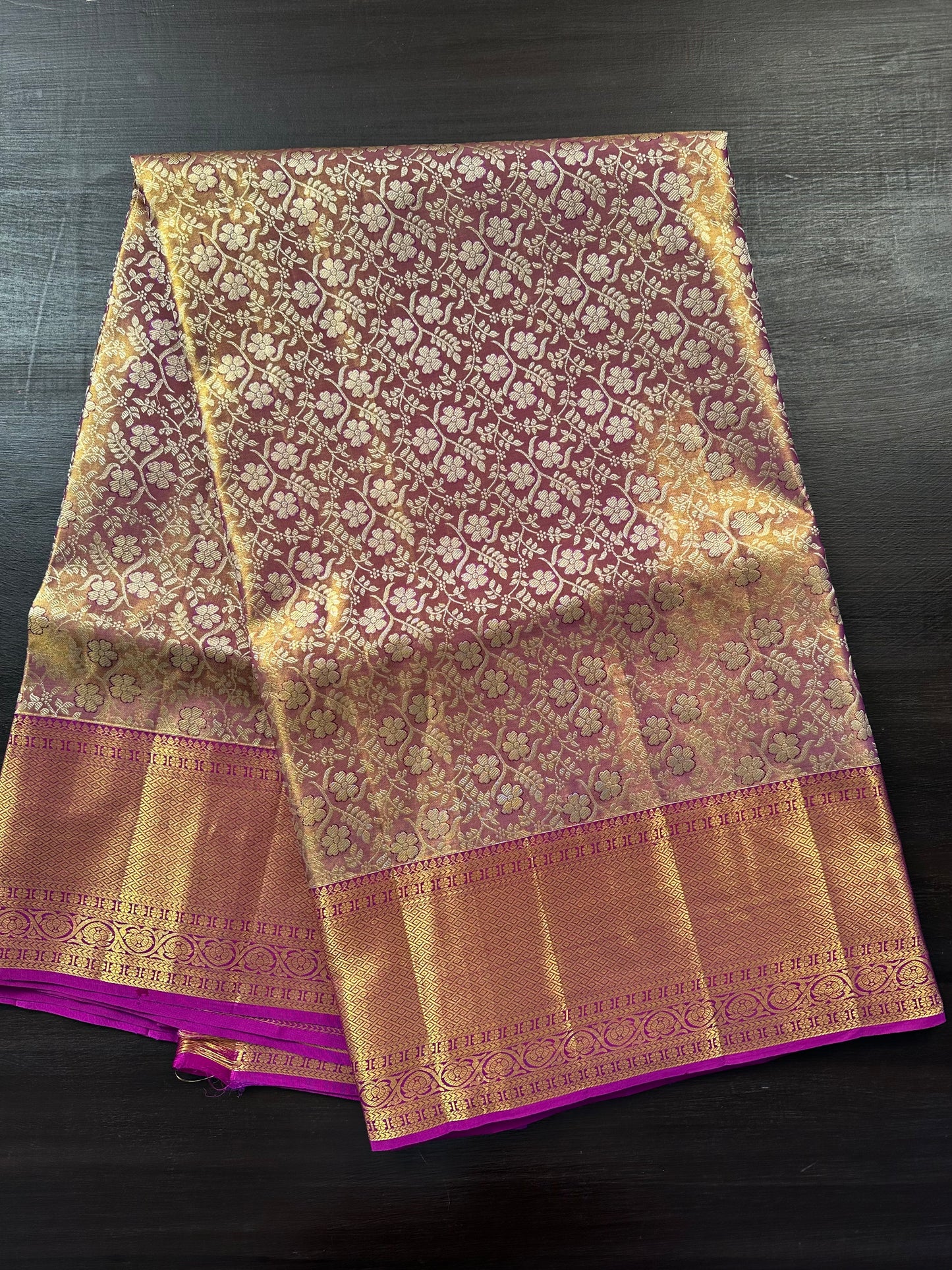 Purple Handloom  Jamawar Pure Tissue Silk Saree