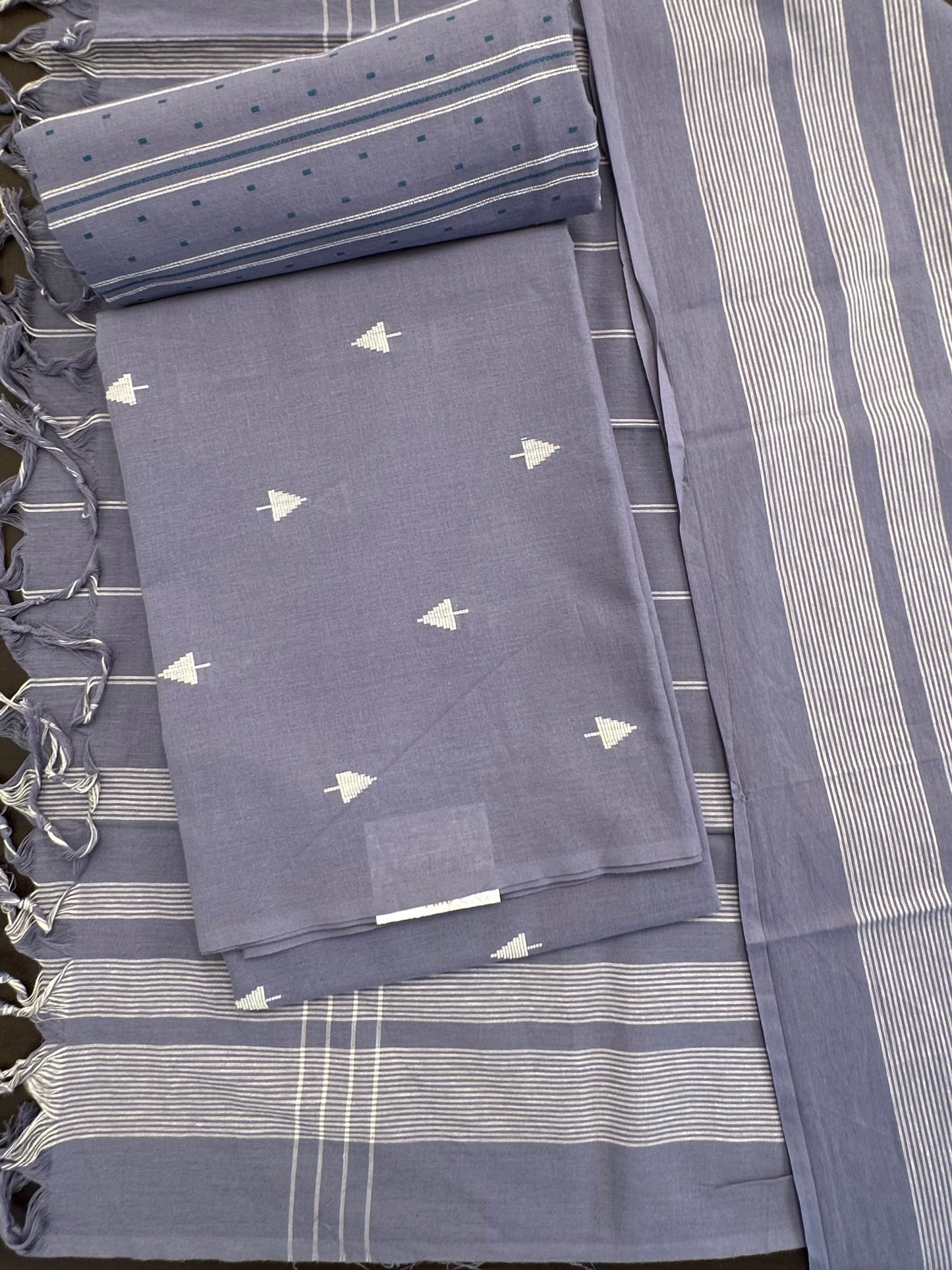Bluish Grey Unstitched South Cotton Suit