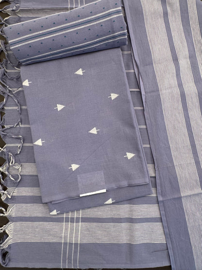 Bluish Grey Unstitched South Cotton Suit