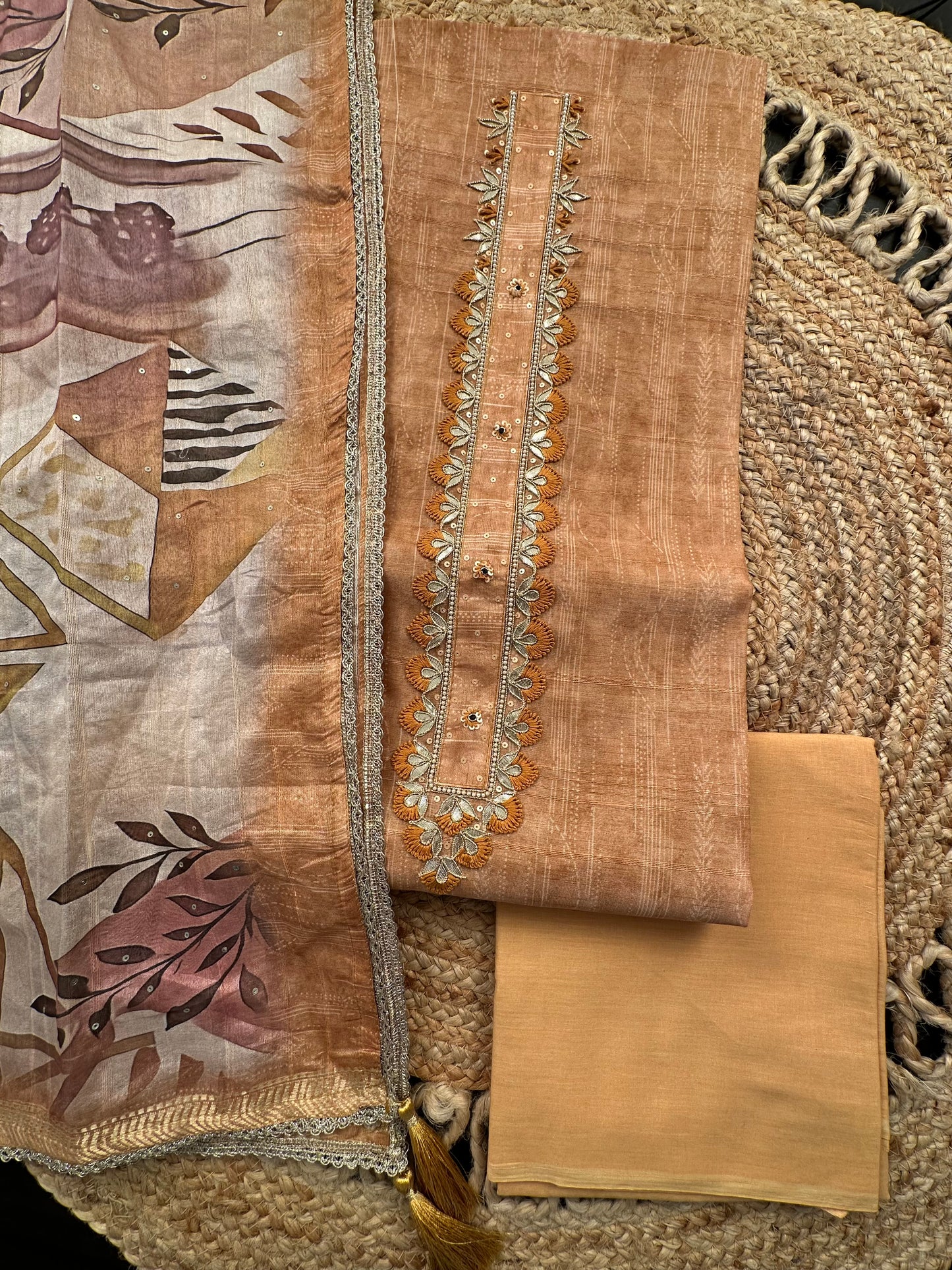 Mustard Fancy Cotton 3-Piece Suit