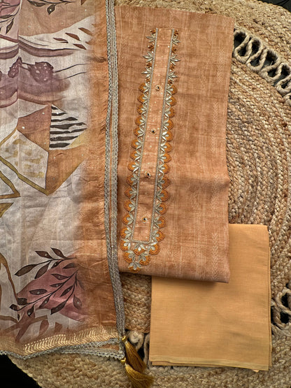 Mustard Fancy Cotton 3-Piece Suit