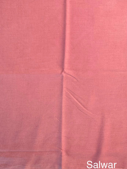 Pink Printed Chanderi 3-Piece Unstitched Suit