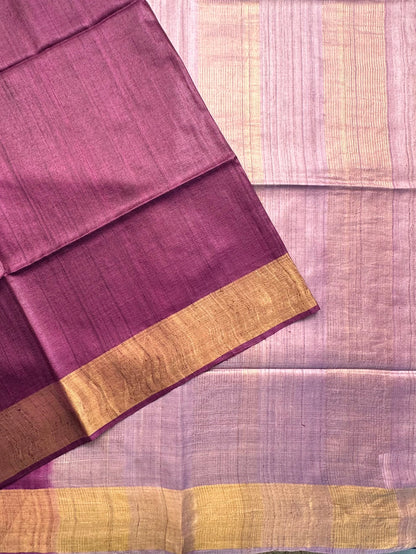 Shaded Purple Handloom Tussar Silk Saree