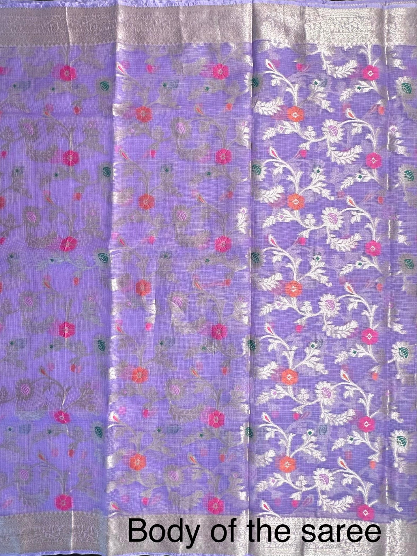Lavender Pure Kota Doria Silk Saree