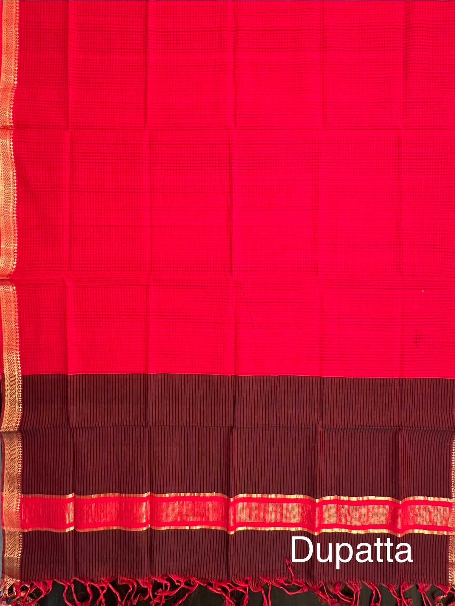 Maroon Mangalgiri Pure Cotton Unstitched 3-Piece Suit