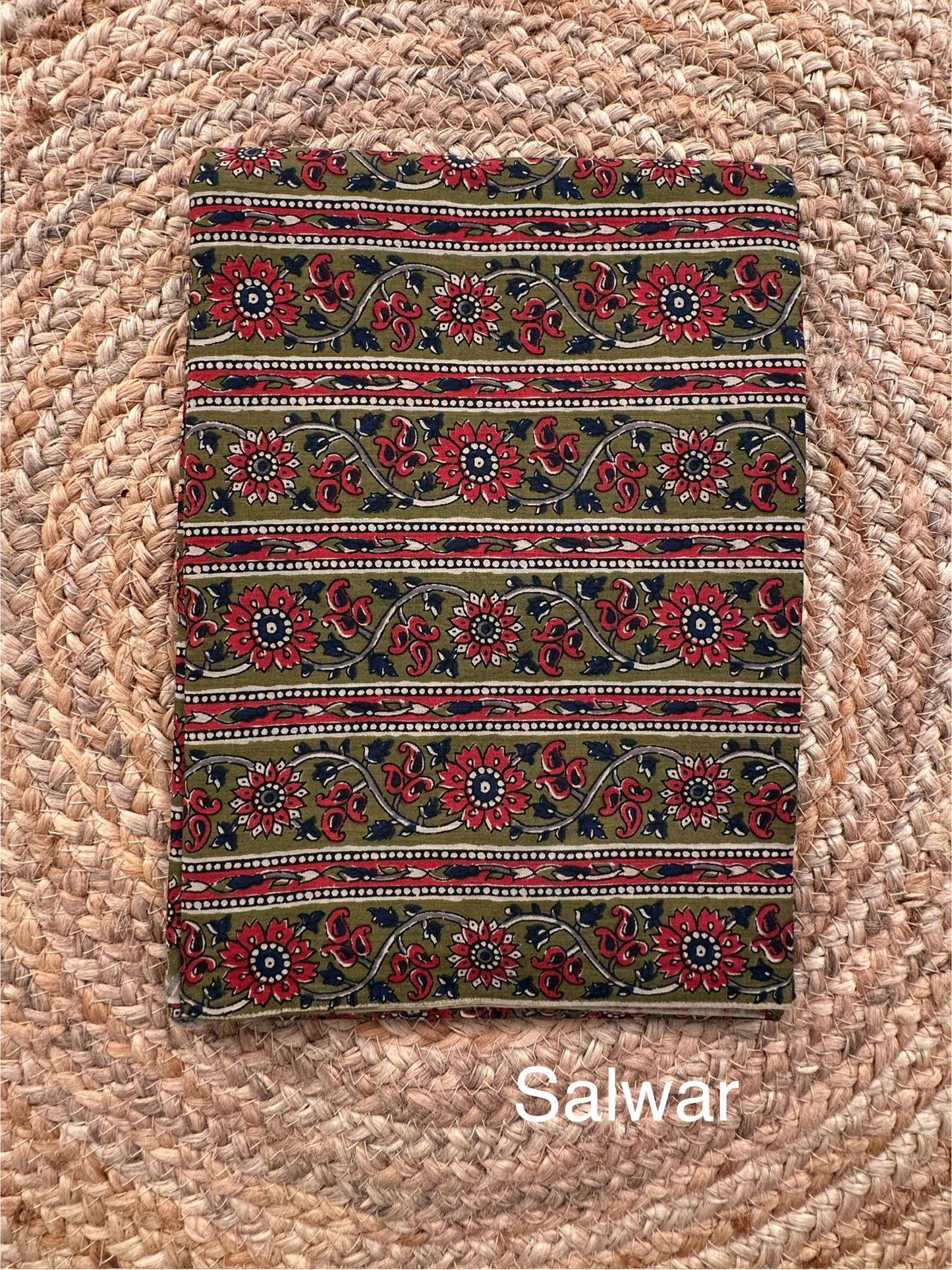 Rust Angrakha Printed Cotton 3-Piece Suit