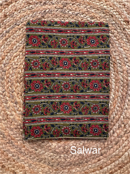 Rust Angrakha Printed Cotton 3-Piece Suit