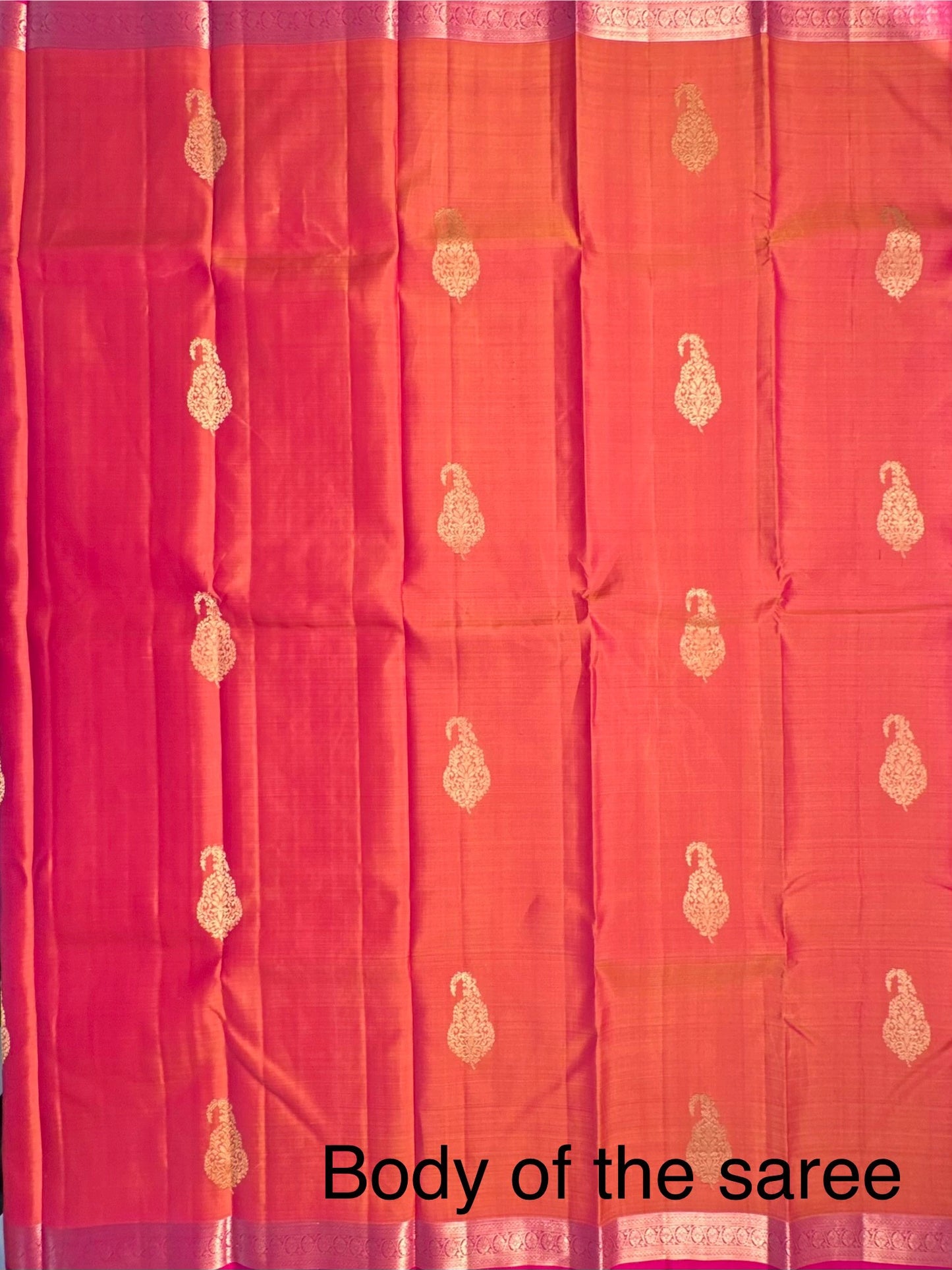 Orange-Rani Handloom Kanjivaram Pure Silk Saree