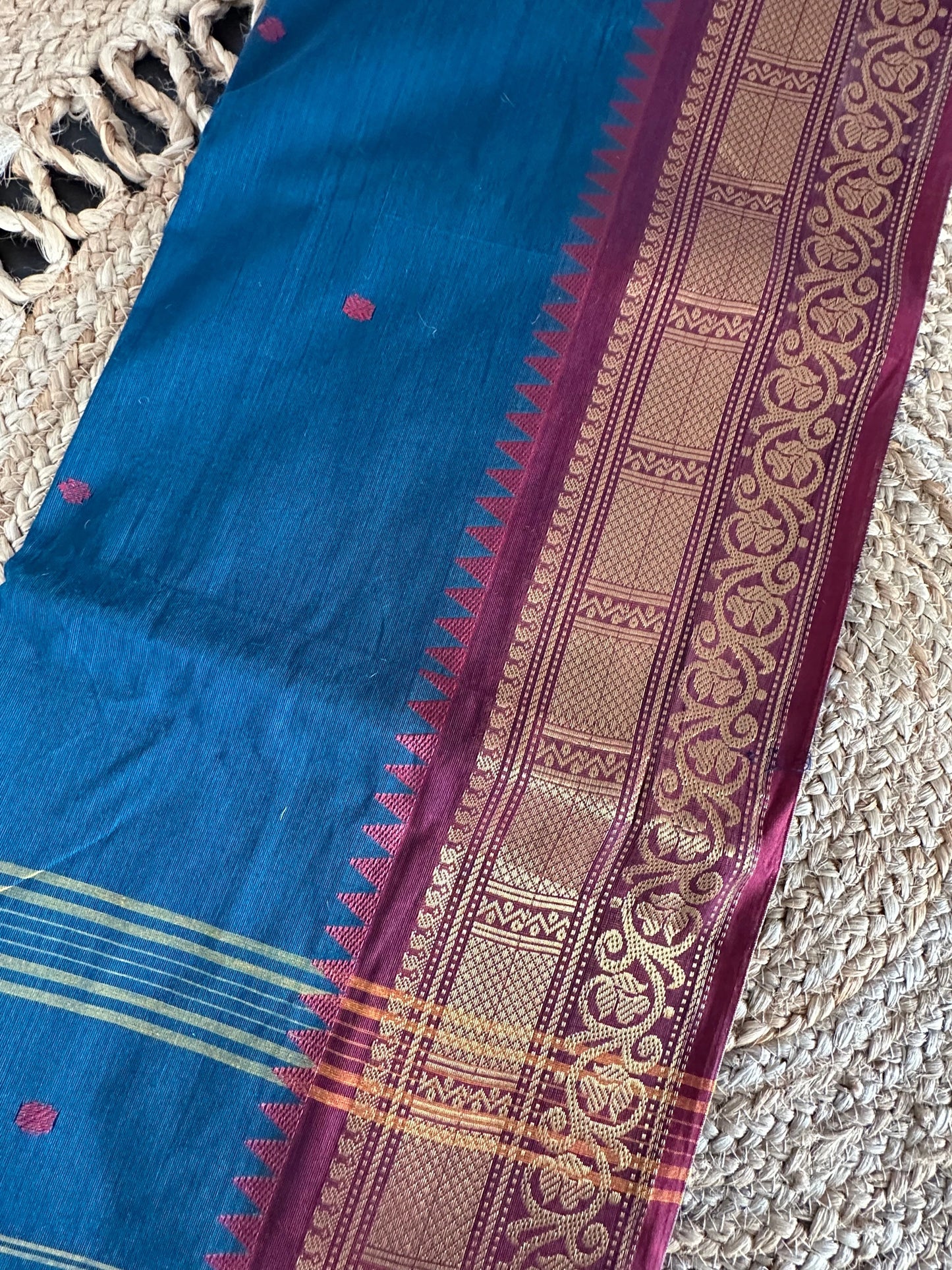 Peacock Blue Narayanpet Cotton Saree