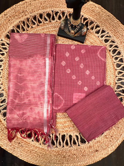 Dusky Pink Kumari Art Cotton 3-Piece Suit
