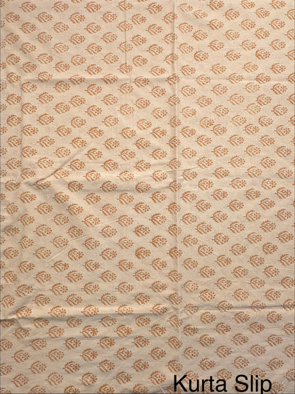 Beige  4-Piece Kota Doria Cotton Unstitched Suit