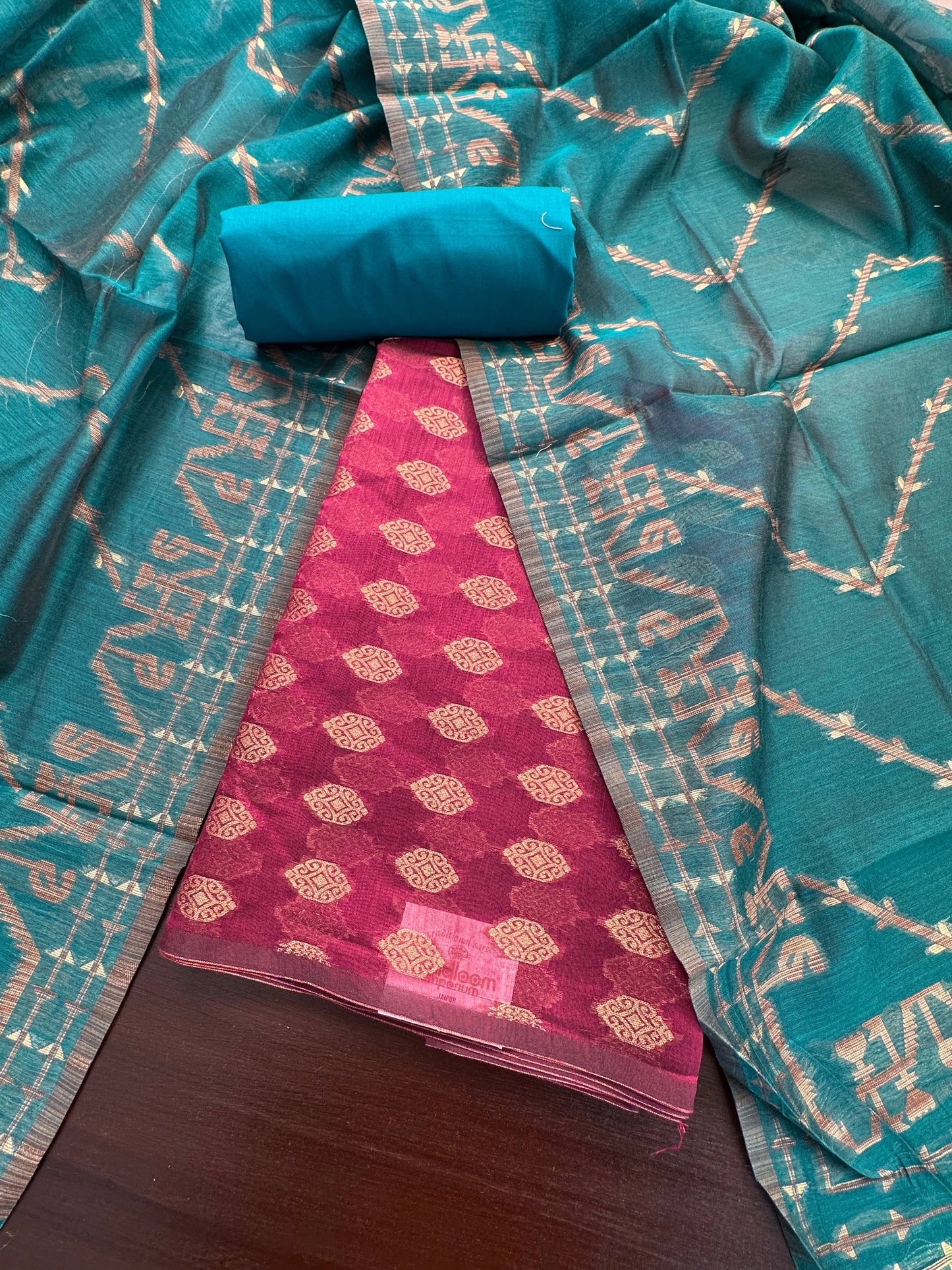 Wine Jacquard Handloom Suit