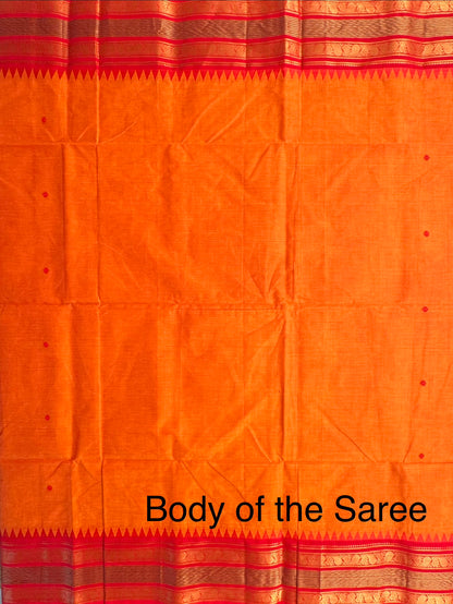 Orange Narayanpet Cotton Saree