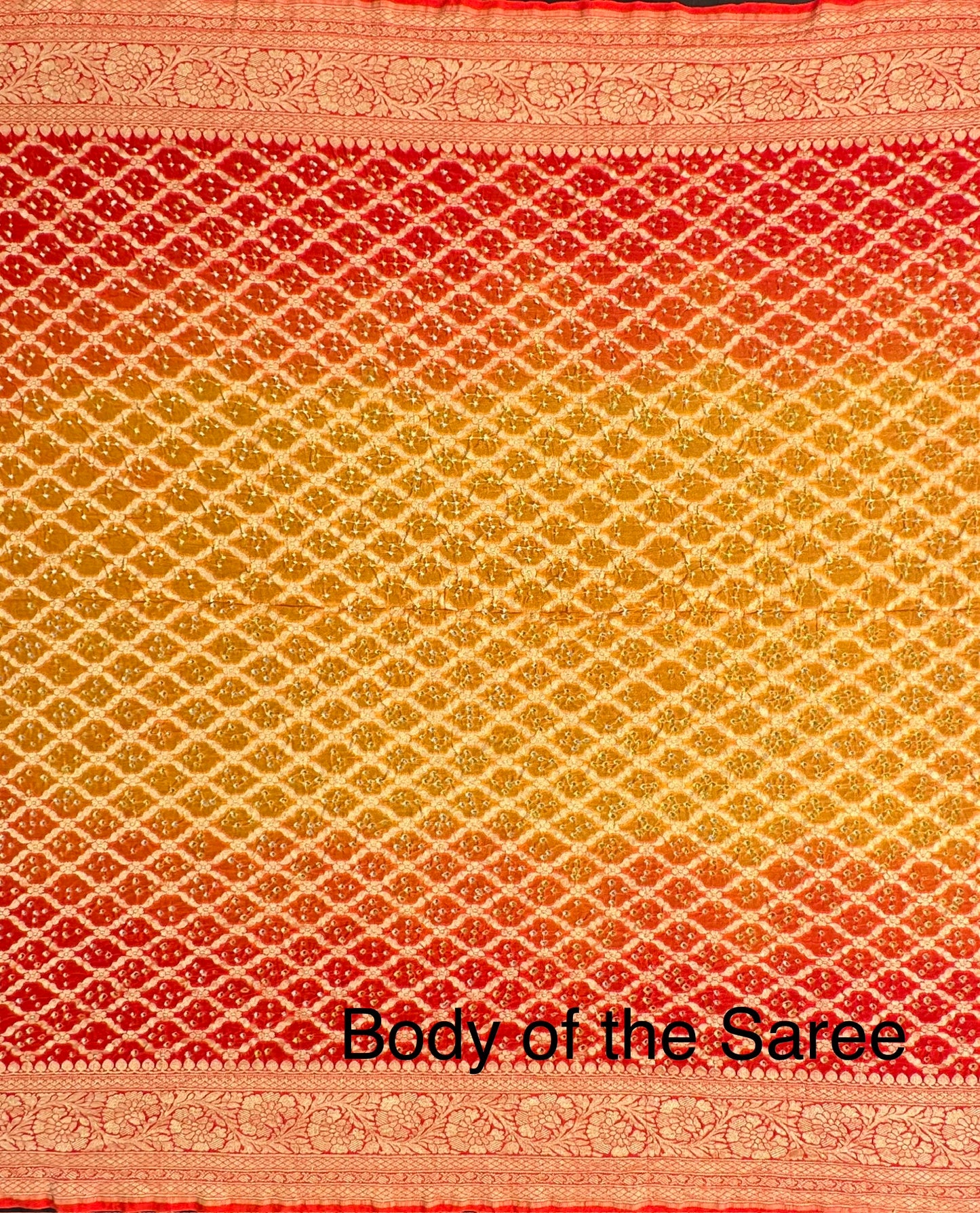 Yellow-Orange Gharchola Bandhej Pure Georgette Saree