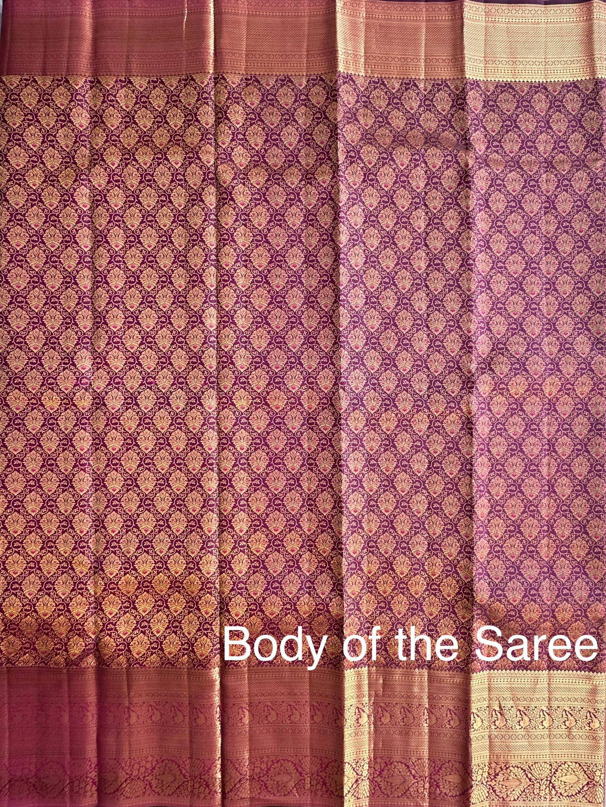 Wine Handloom Kanjivaram Jamawar Pure Silk Saree
