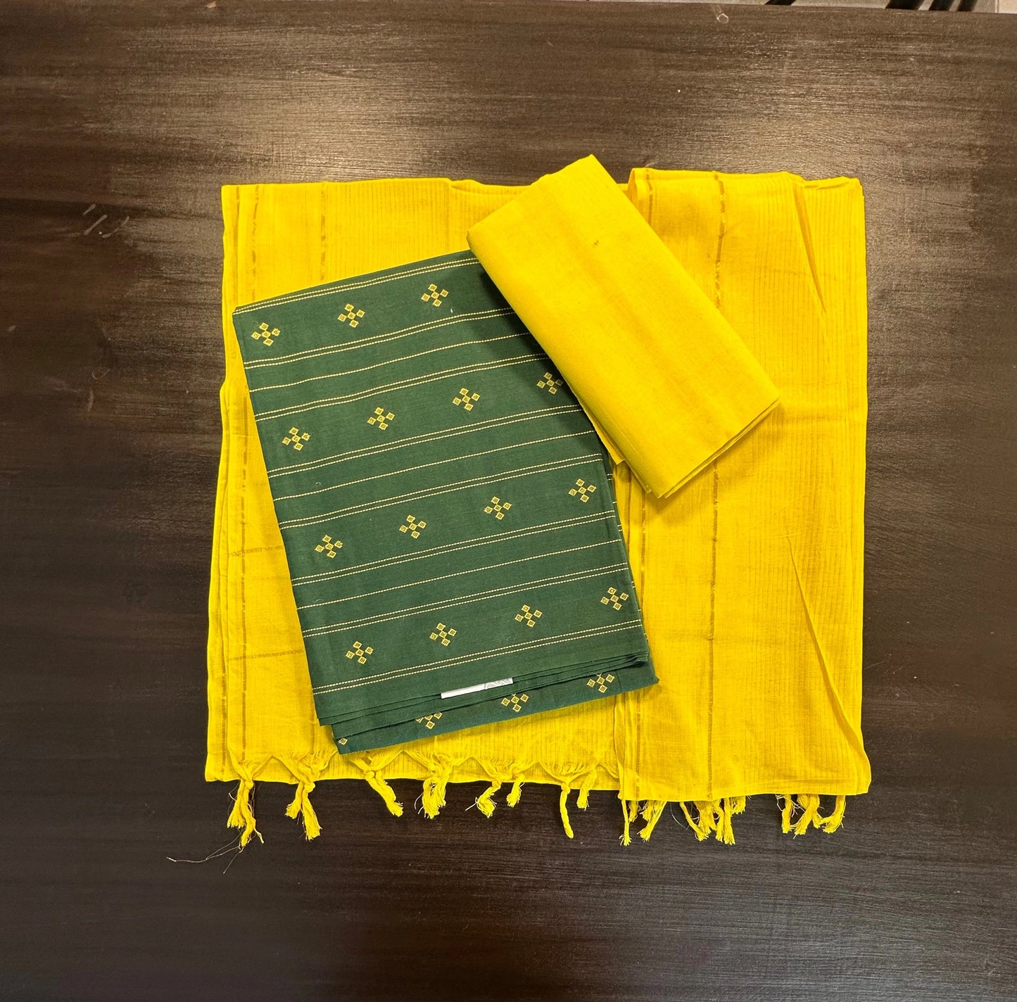 Bottle Green Handloom South Cotton Suit