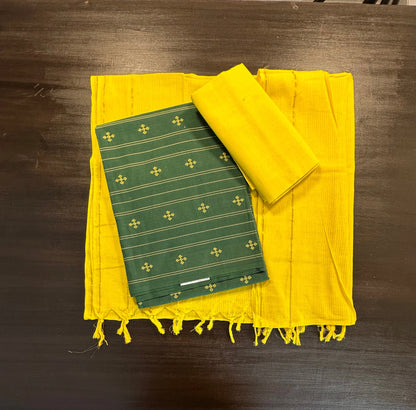 Bottle Green Handloom South Cotton Suit