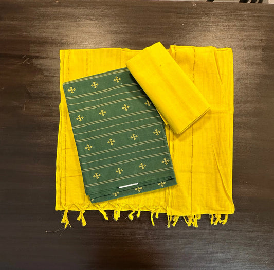 Bottle Green Handloom South Cotton Suit