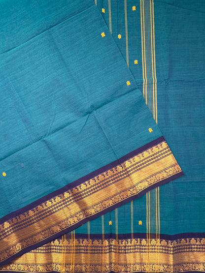 Teal Blue Narayanpet Cotton Saree