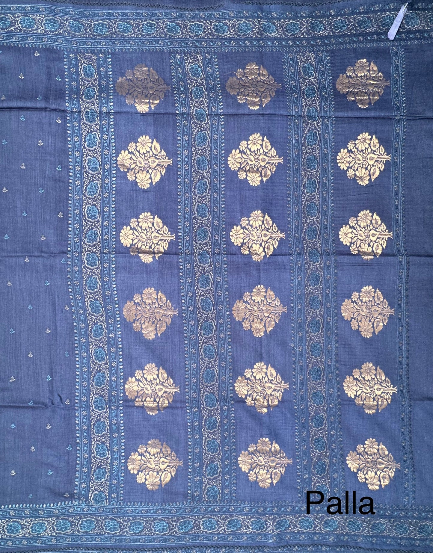 Navy Blue Muga Silk Saree